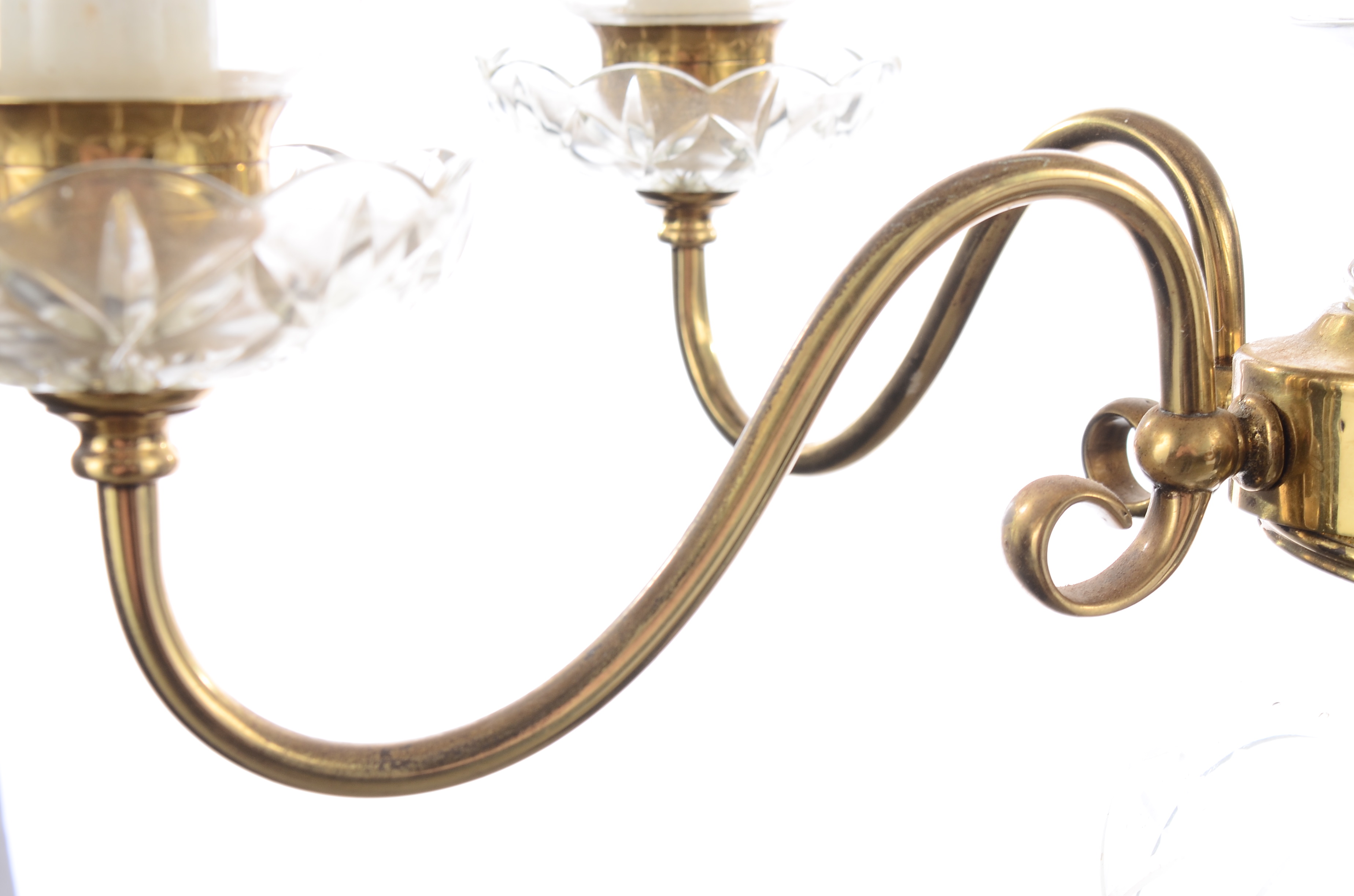 Brass and Cut Glass Chandelier