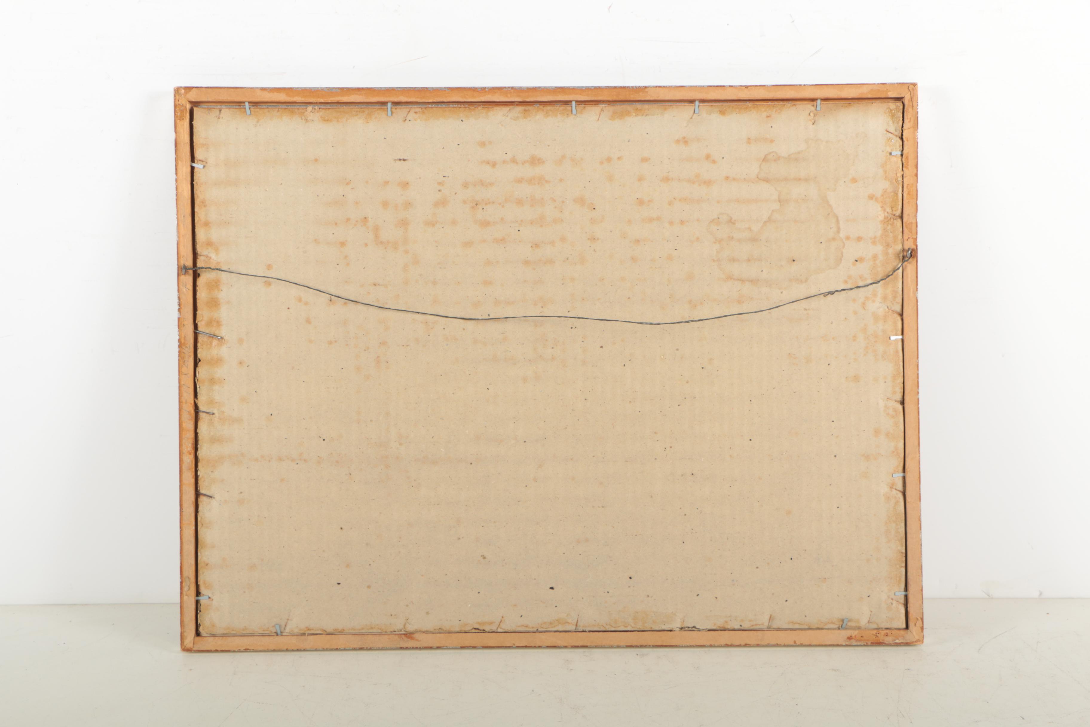 1944 Watercolor Painting of a Bucolic Genre Scene