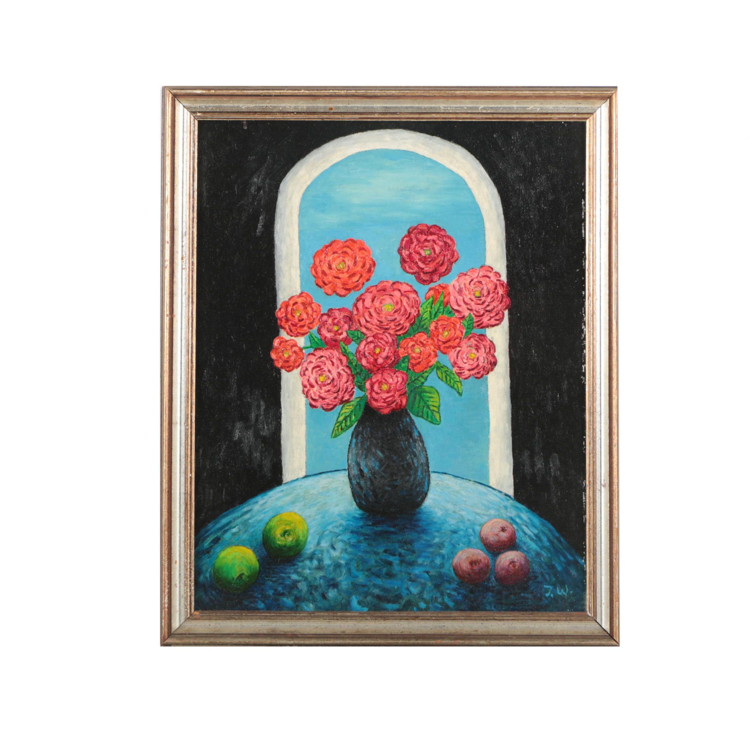 Thomas Watkins Oil Painting of a Floral Still Life