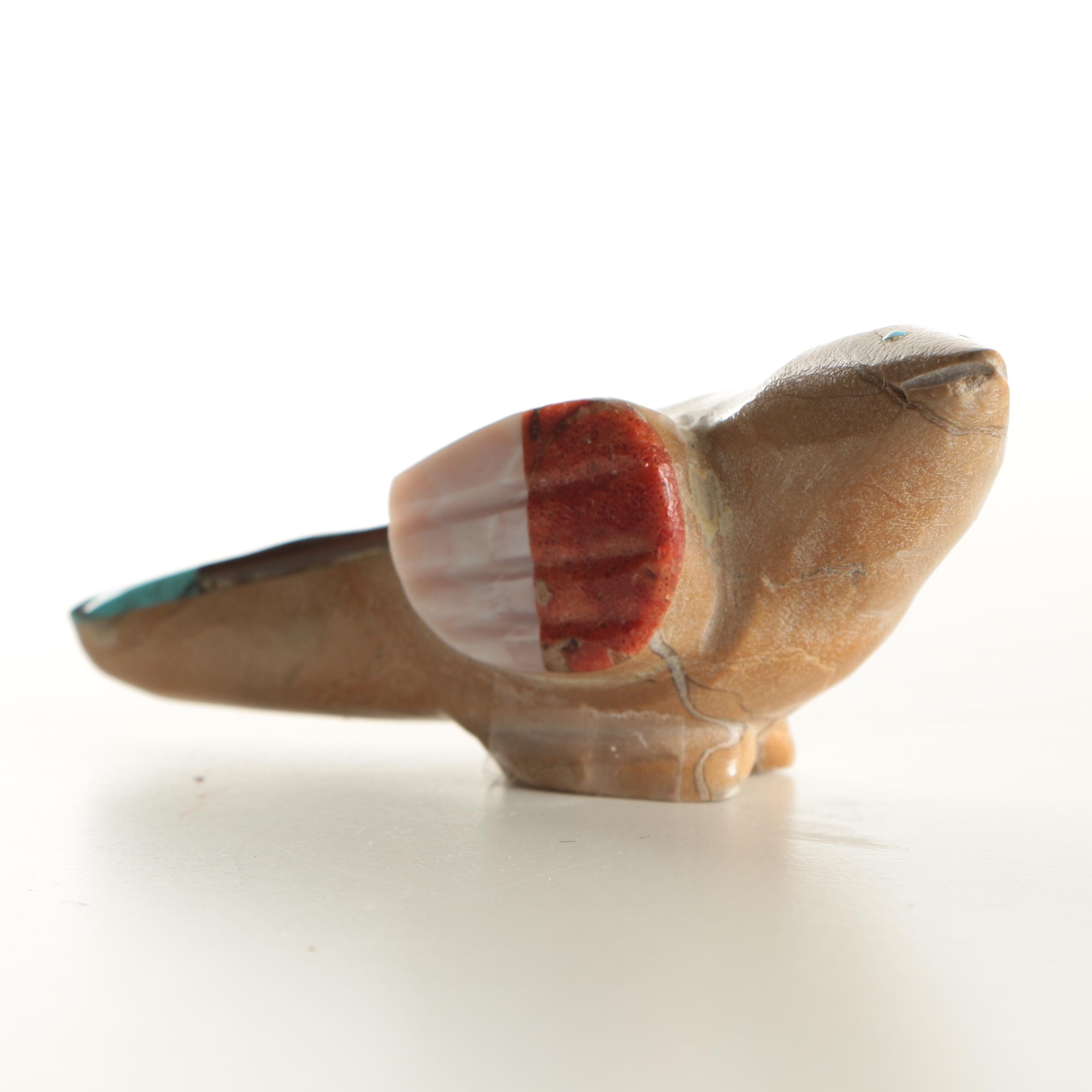 Delvin Leekya Native American Zuni Agate Fetish of a Bird