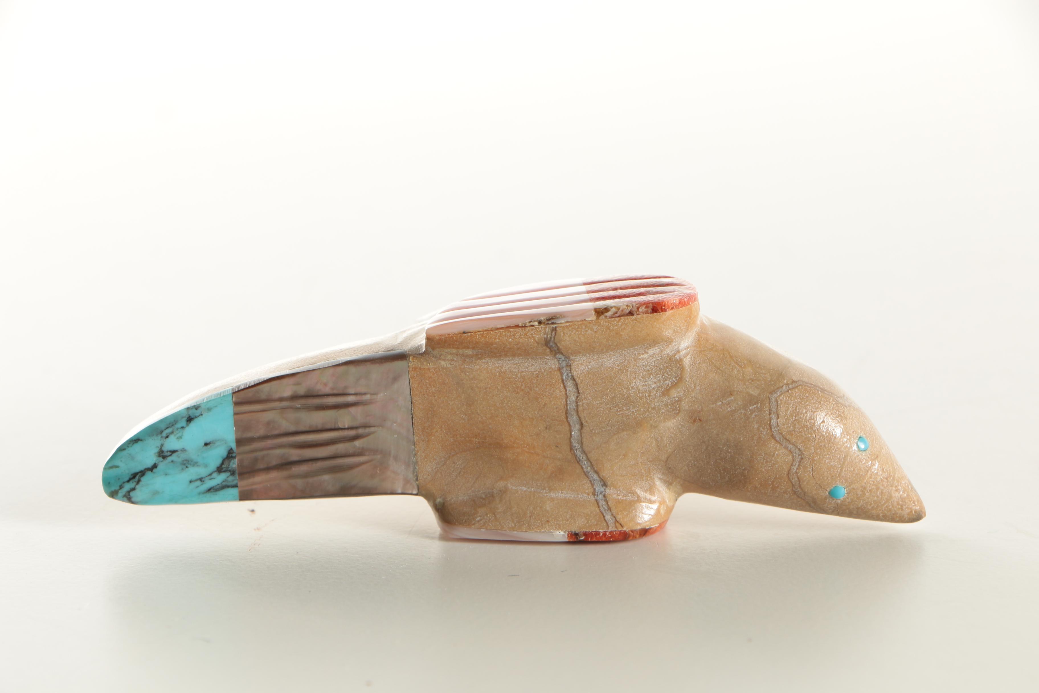 Delvin Leekya Native American Zuni Agate Fetish of a Bird