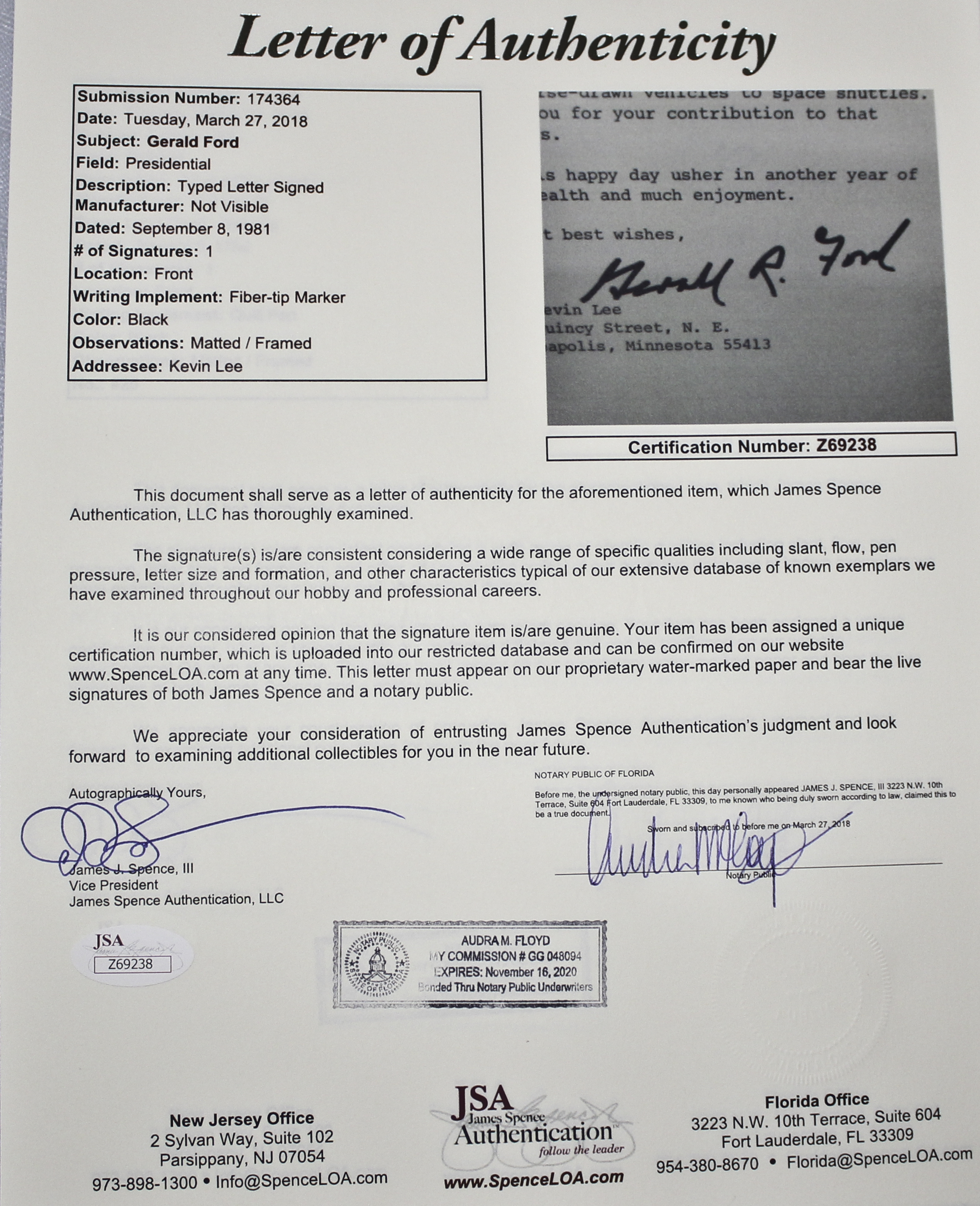 President Gerald R. Ford Typed Letter Signed