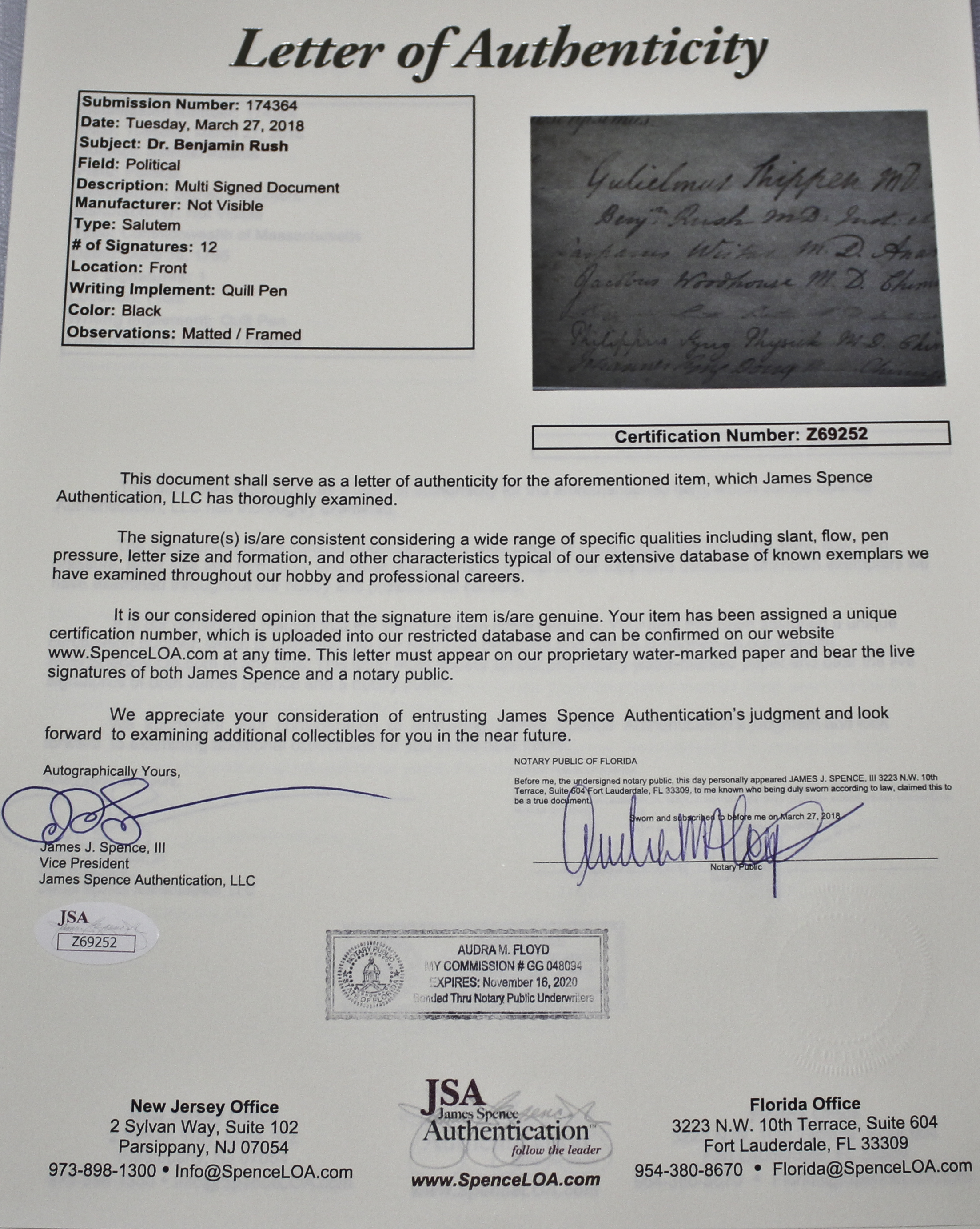 Benjamin Rush Signed University of Pennsylvania Medical Diploma