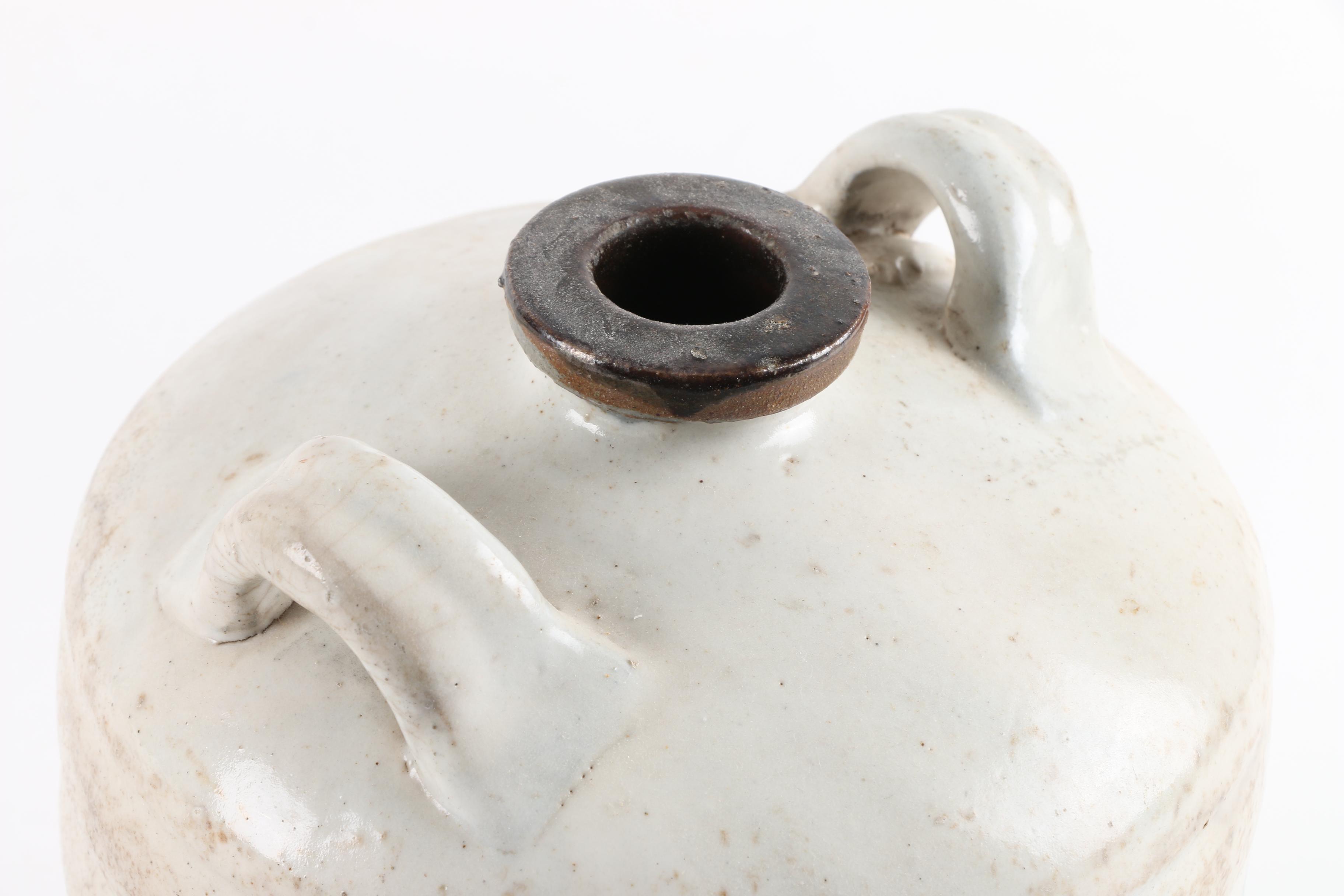 Vintage Japanese Glazed Earthenware Sake Jug