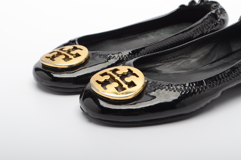 Tory Burch Black Patent Leather Flats