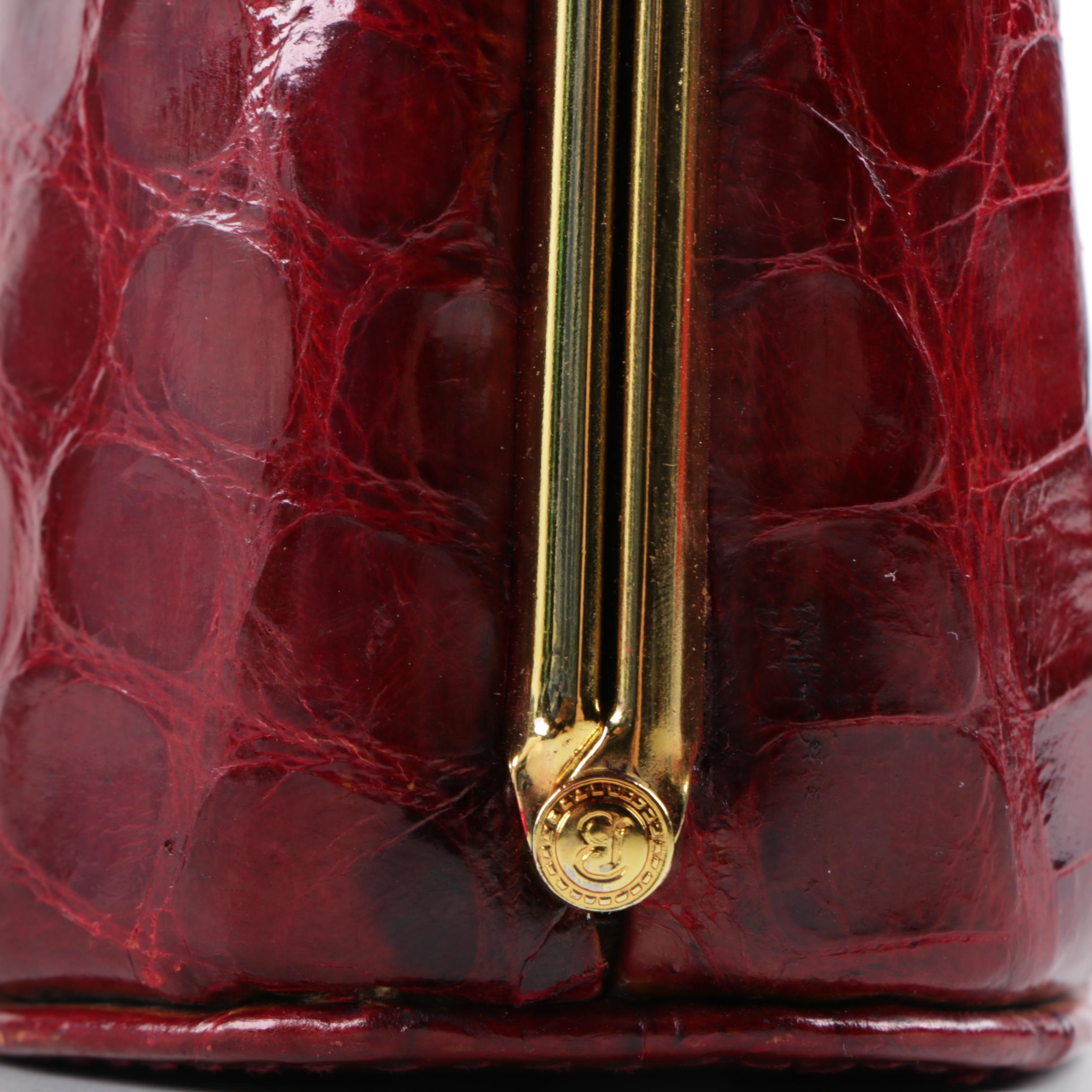 1960s Vintage Leon of California Dyed Red Alligator Skin Leather Purse