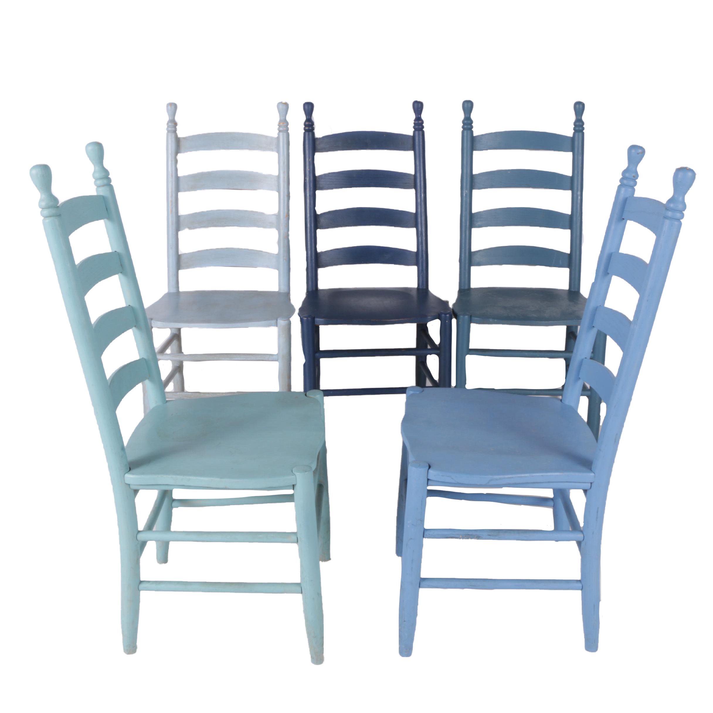 Five Painted Ladder Back Chairs