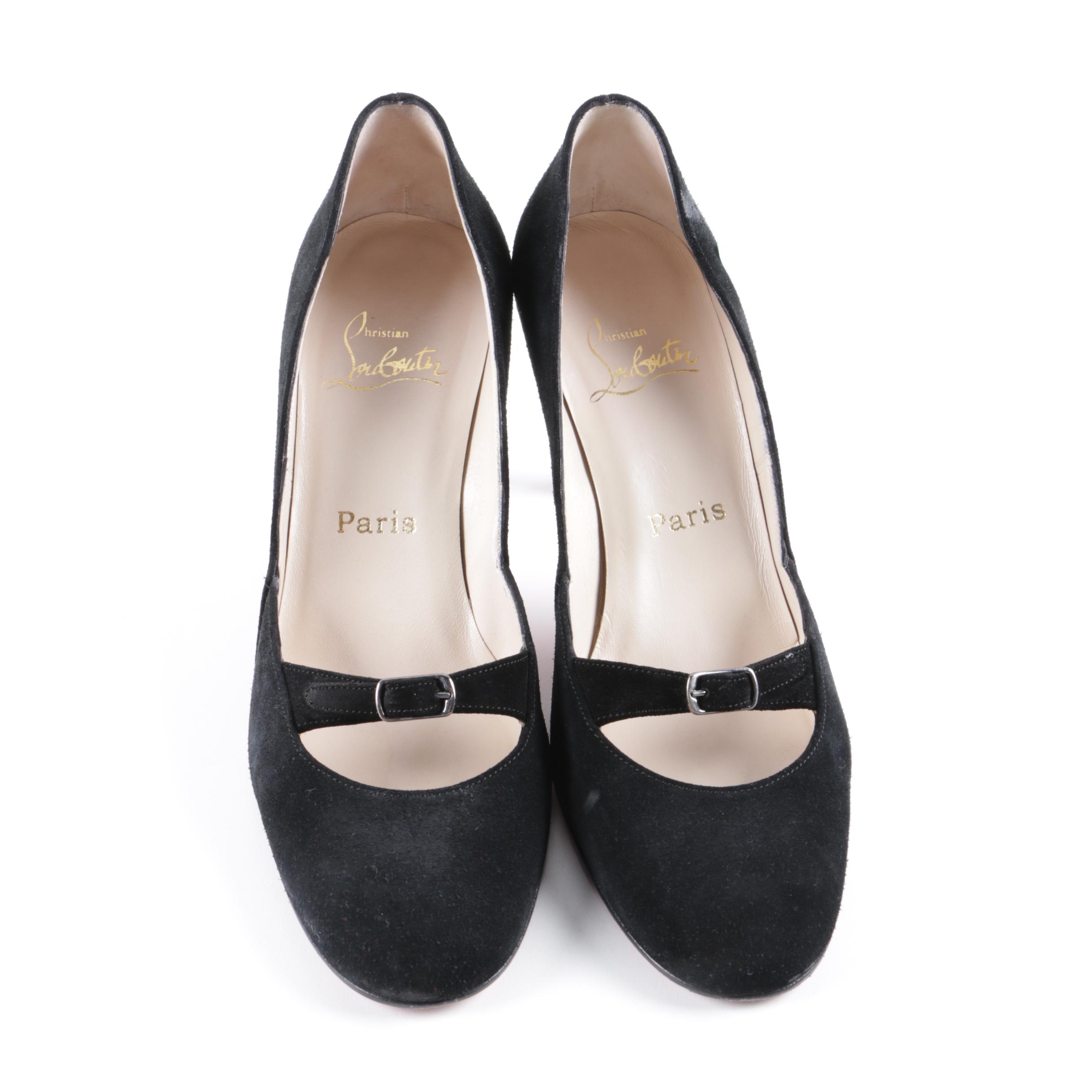 Christian Louboutin of Paris Black Suede Pumps