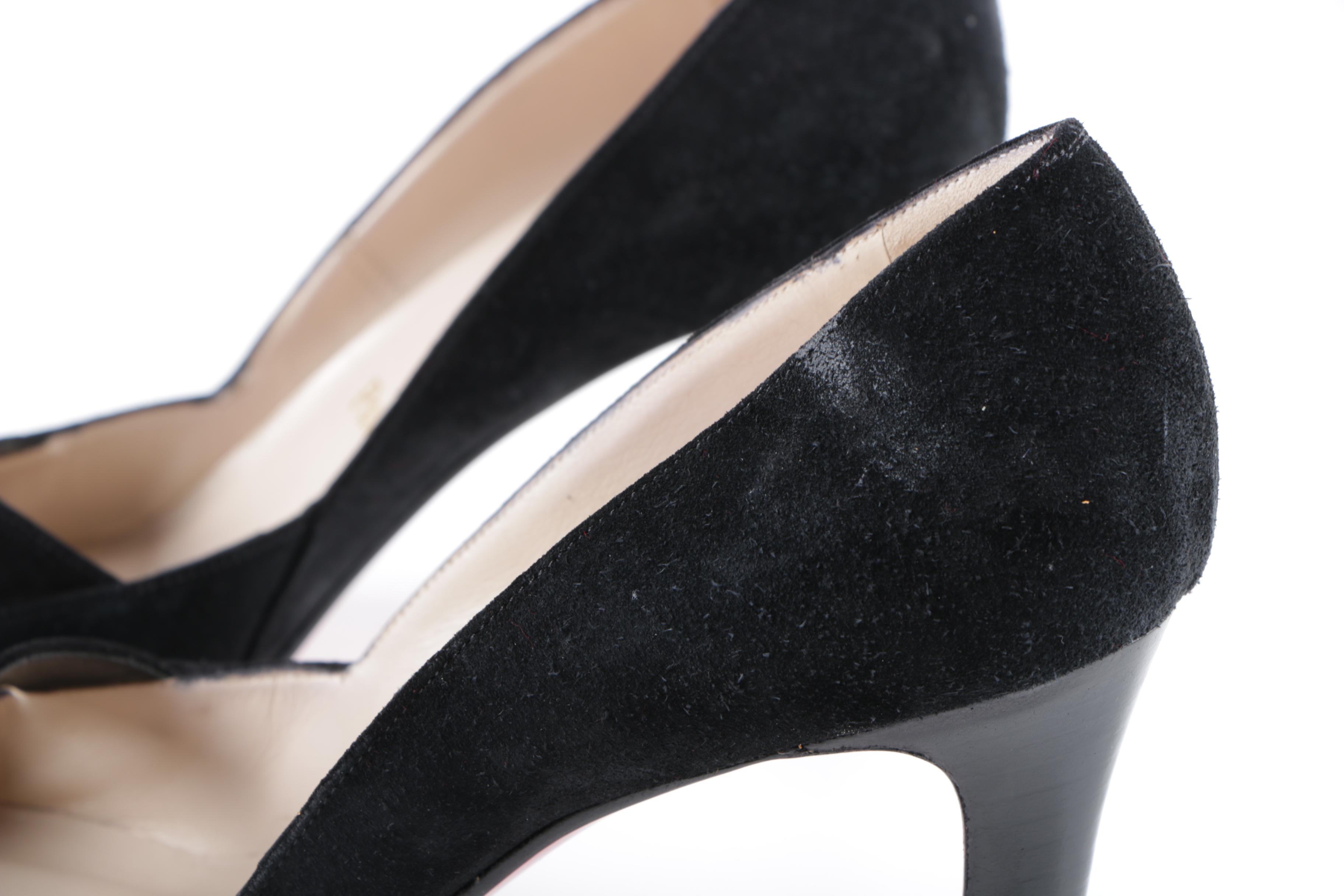 Christian Louboutin of Paris Black Suede Pumps