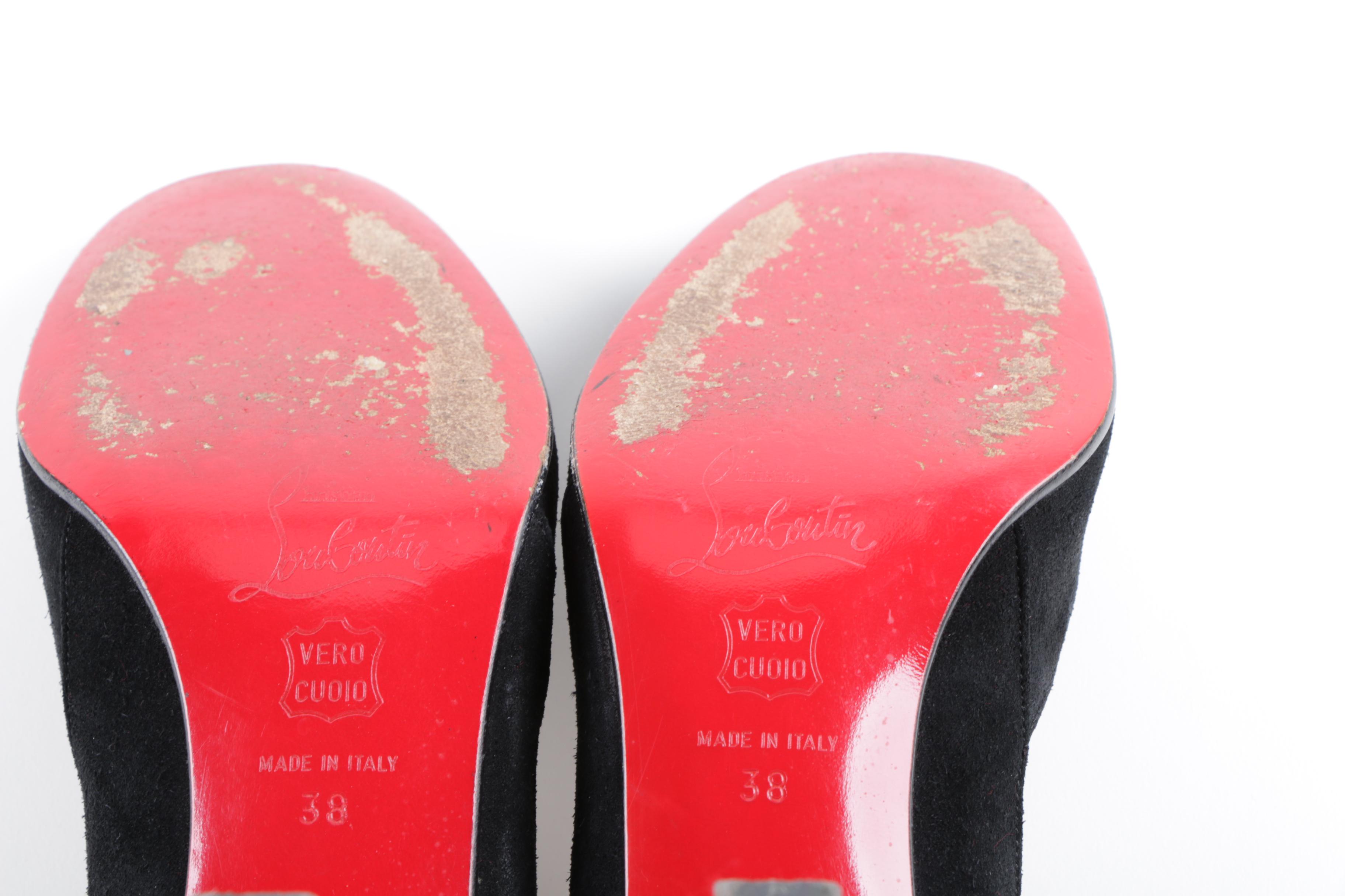 Christian Louboutin of Paris Black Suede Pumps