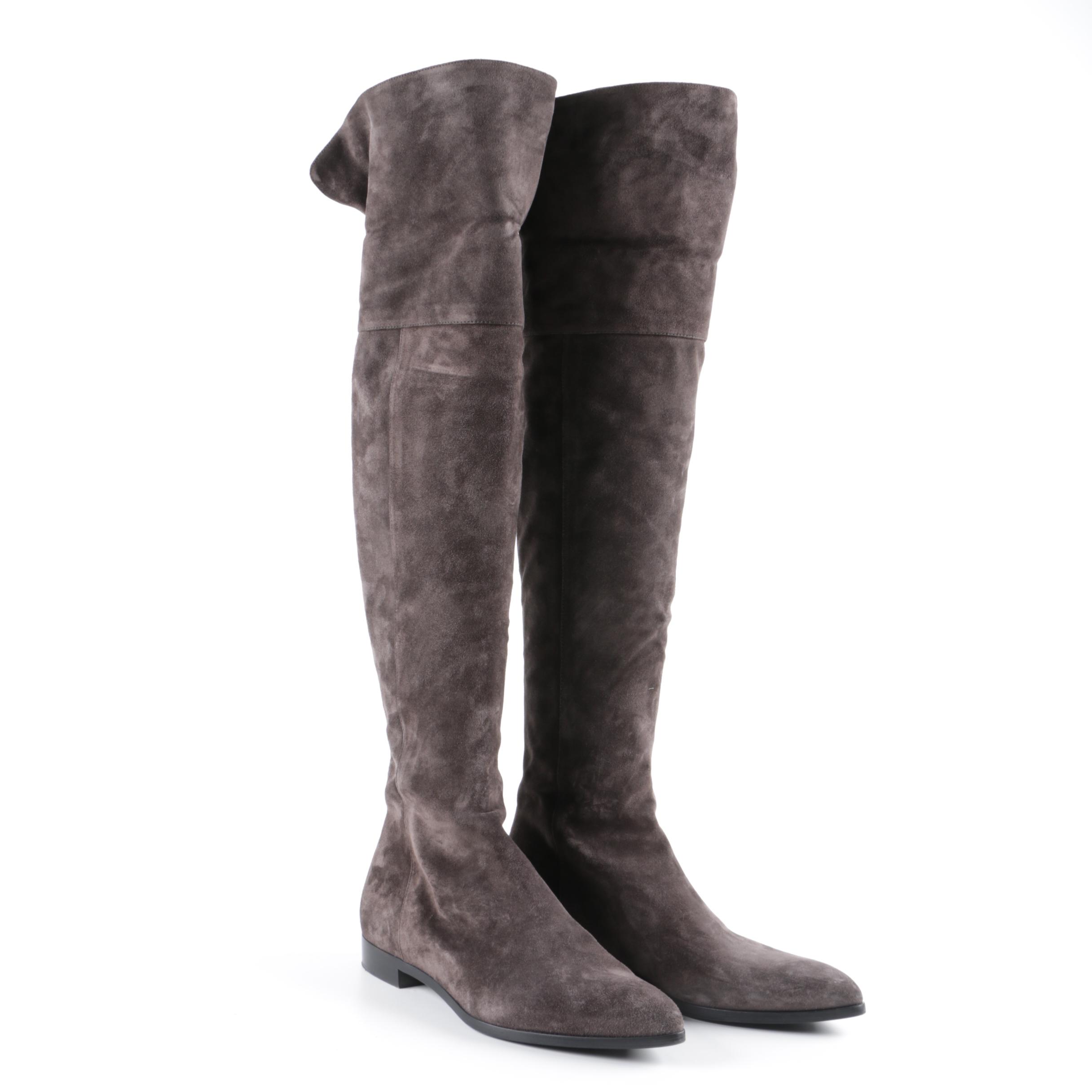 Women's Prada Milano Brown Suede Knee-High Boots