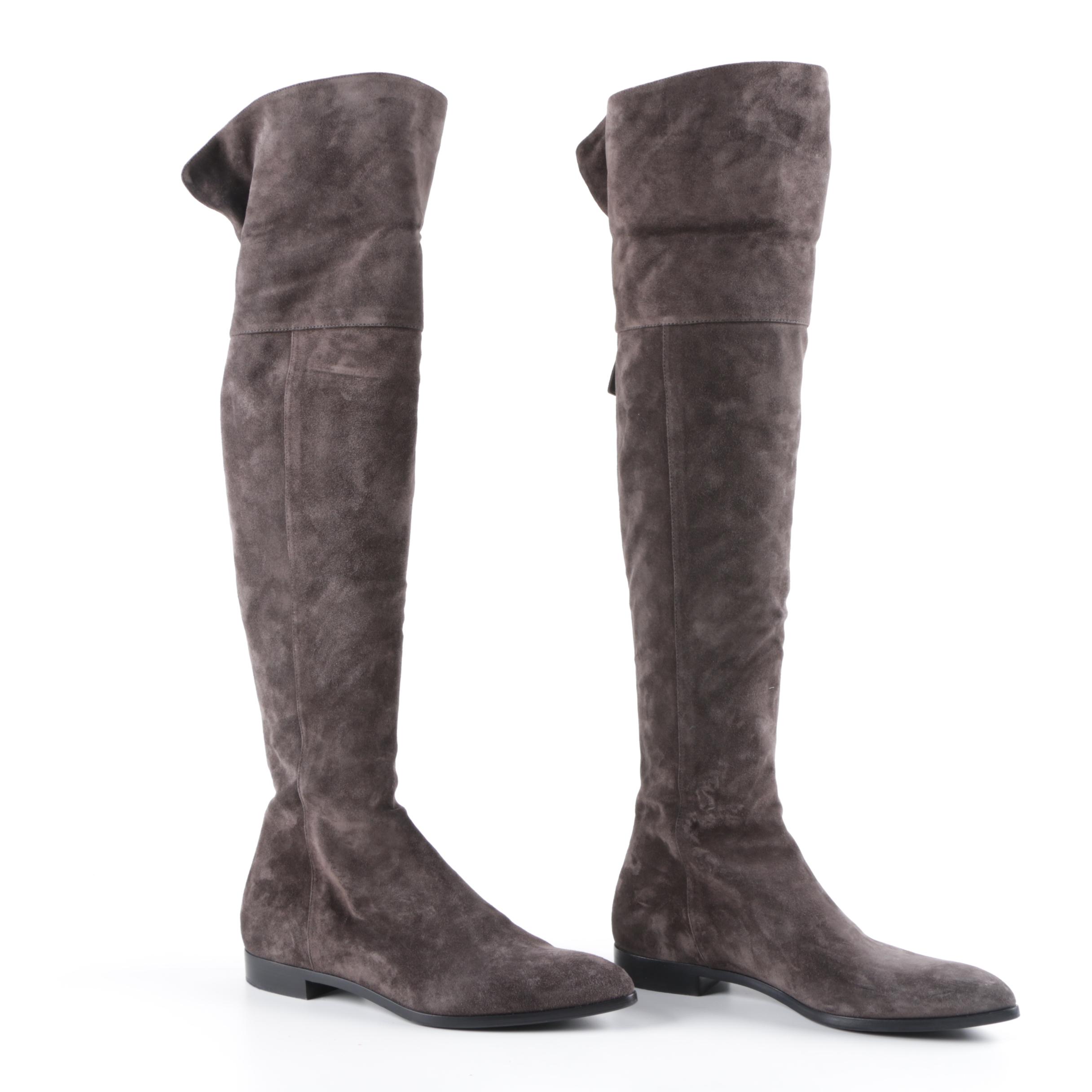 Women's Prada Milano Brown Suede Knee-High Boots