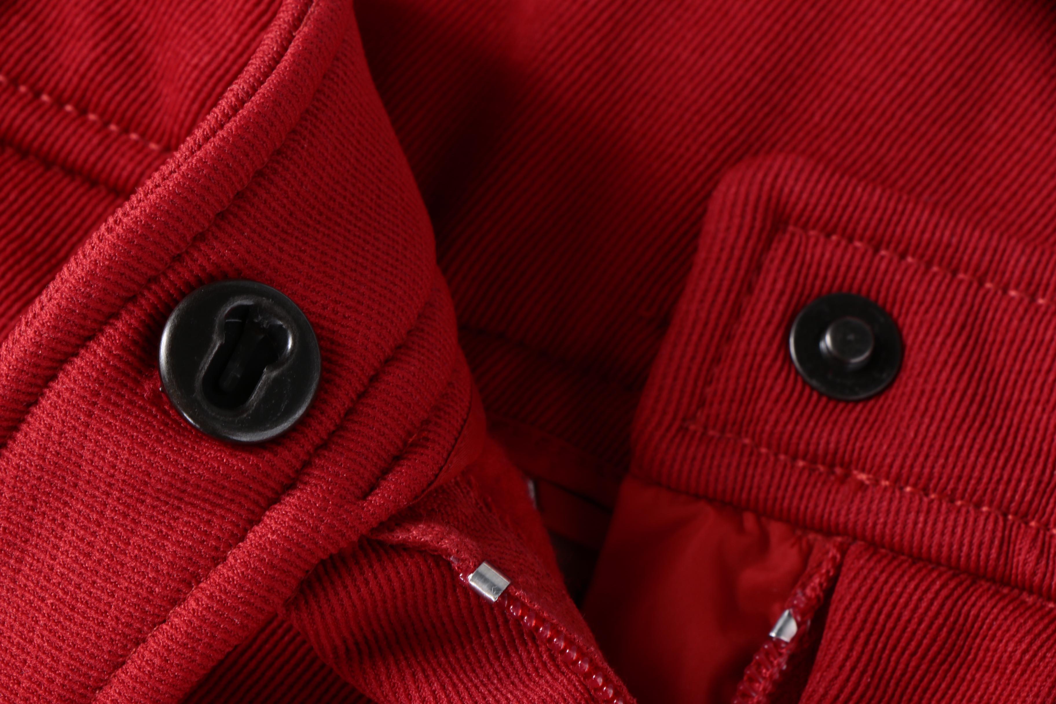 Women's Prada Red Wool Blend Trousers Trimmed in Black Leather