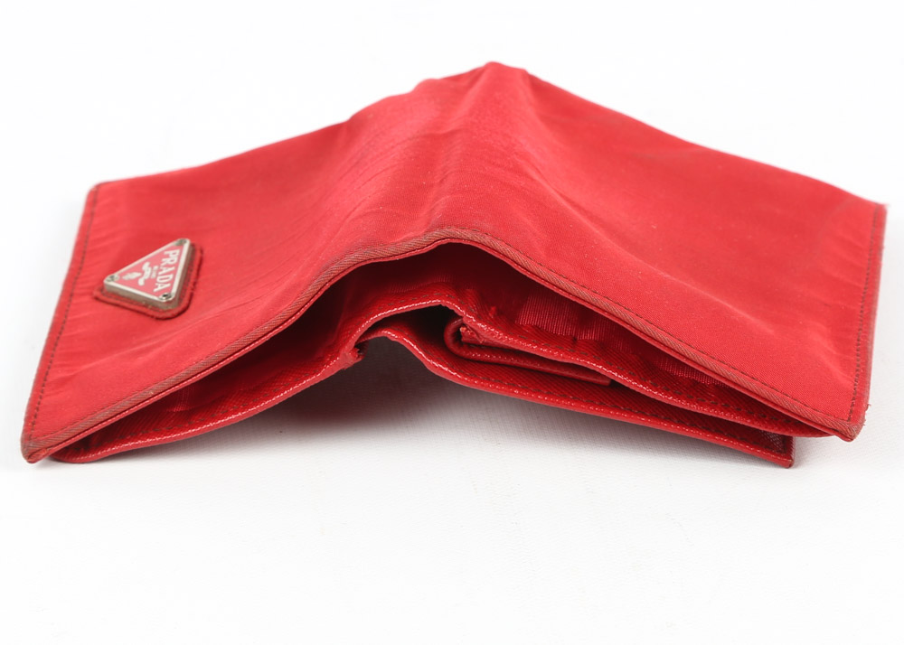 Women's Prada Milano Rosso Nylon and Leather Wallet
