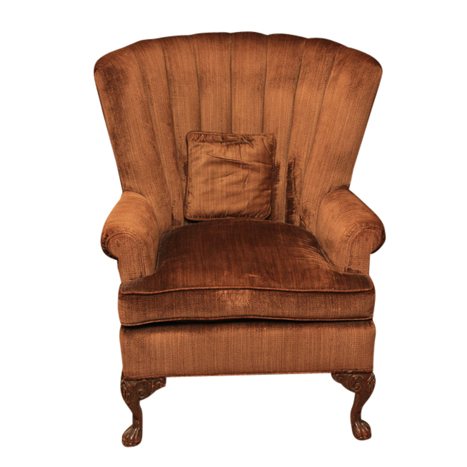 Vintage Chippendale Style Brown Upholstered Fanback Chair