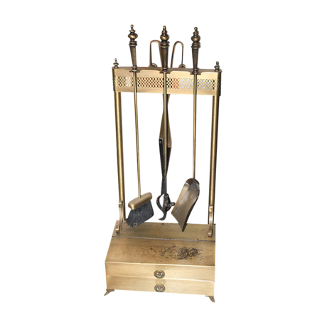 Brass Fireplace Tool Set with Stand