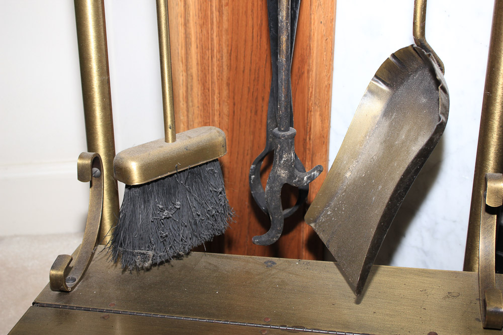 Brass Fireplace Tool Set with Stand