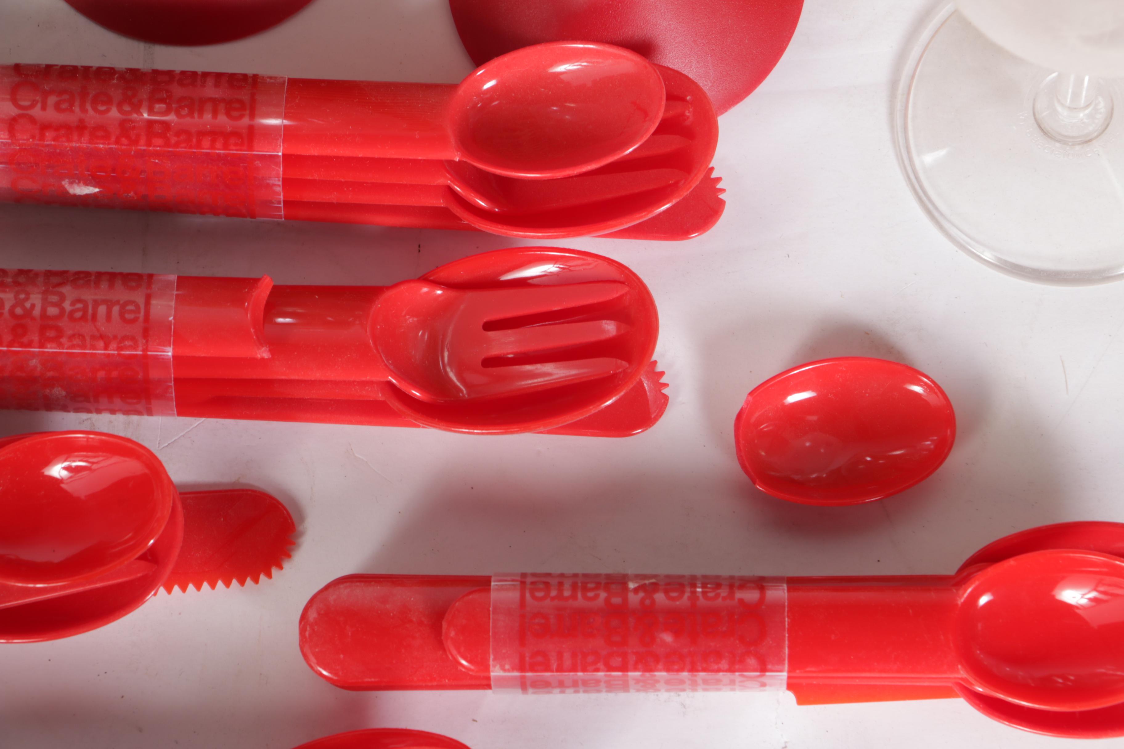 Collection of Baskets and Plastic Tableware