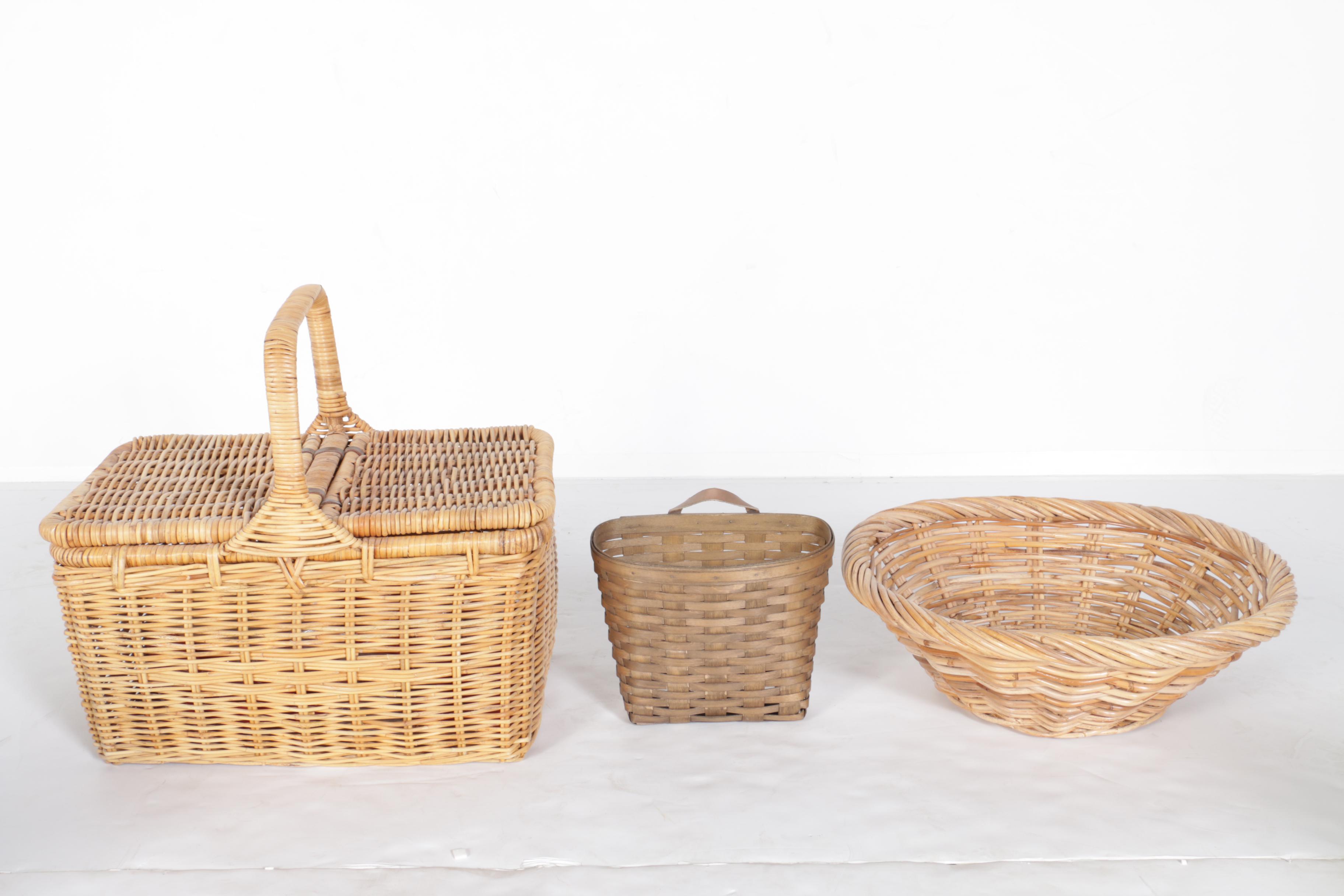 Collection of Baskets and Plastic Tableware