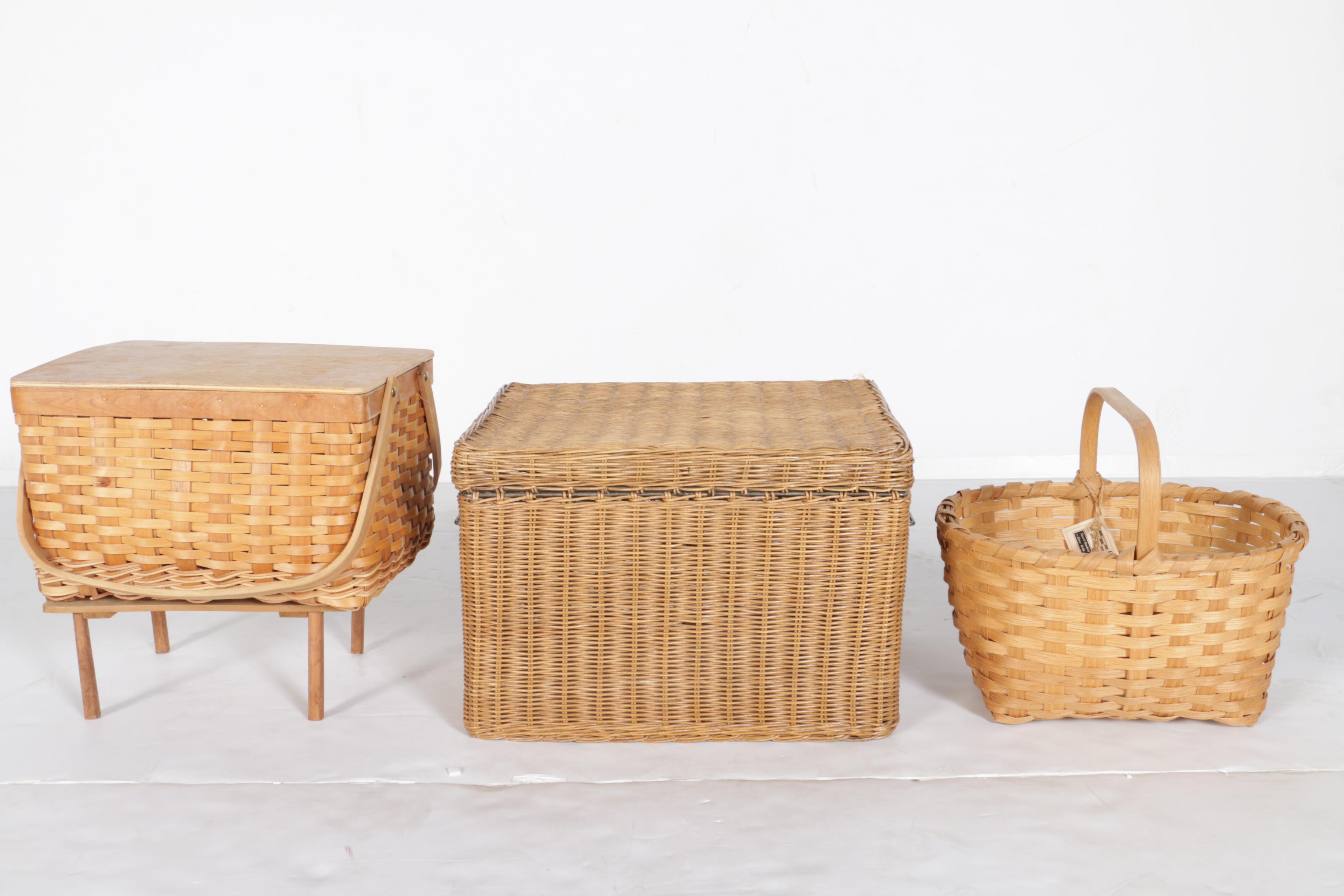 Collection of Baskets and Plastic Tableware