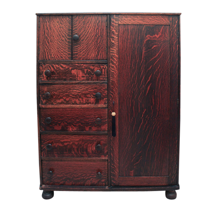 Vintage Quartersawn Oak Side by Side Chifforobe