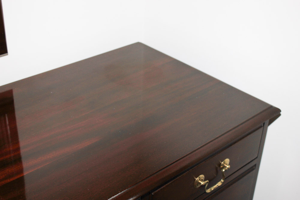 Vintage Cherry Chippendale Style Dresser with Mirror by Davis