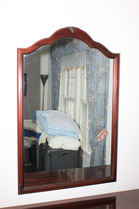 Vintage Cherry Chippendale Style Dresser with Mirror by Davis