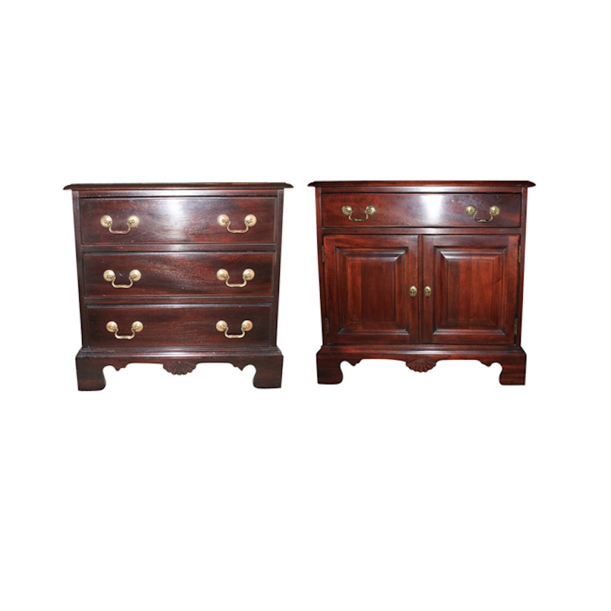 Cherry Chippendale Style Nightstands