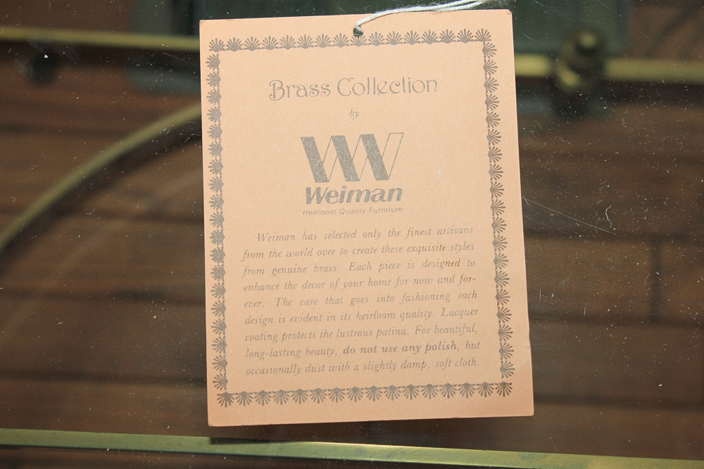 Brass and Glass Top Console Table by Weiman