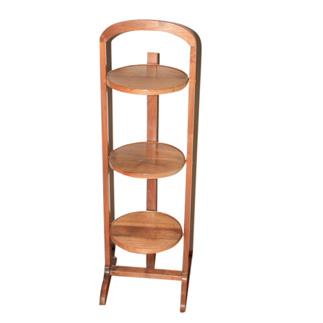 Scandinavian Teakwood Three Tiered Folding Cake Stand