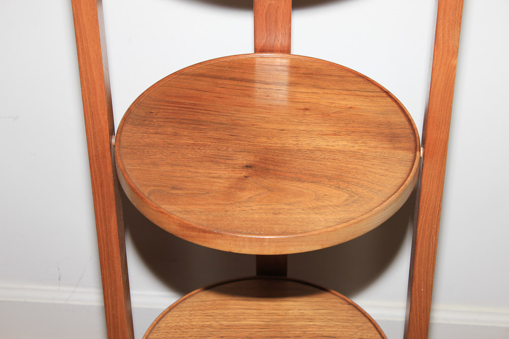 Scandinavian Teakwood Three Tiered Folding Cake Stand