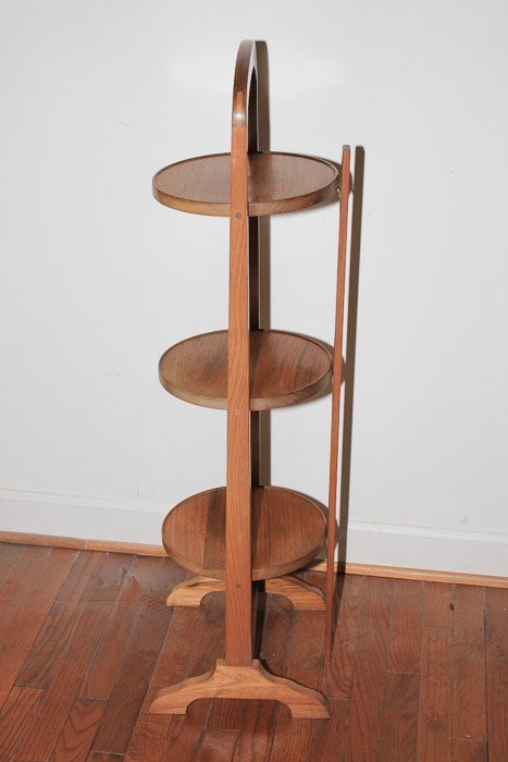 Scandinavian Teakwood Three Tiered Folding Cake Stand