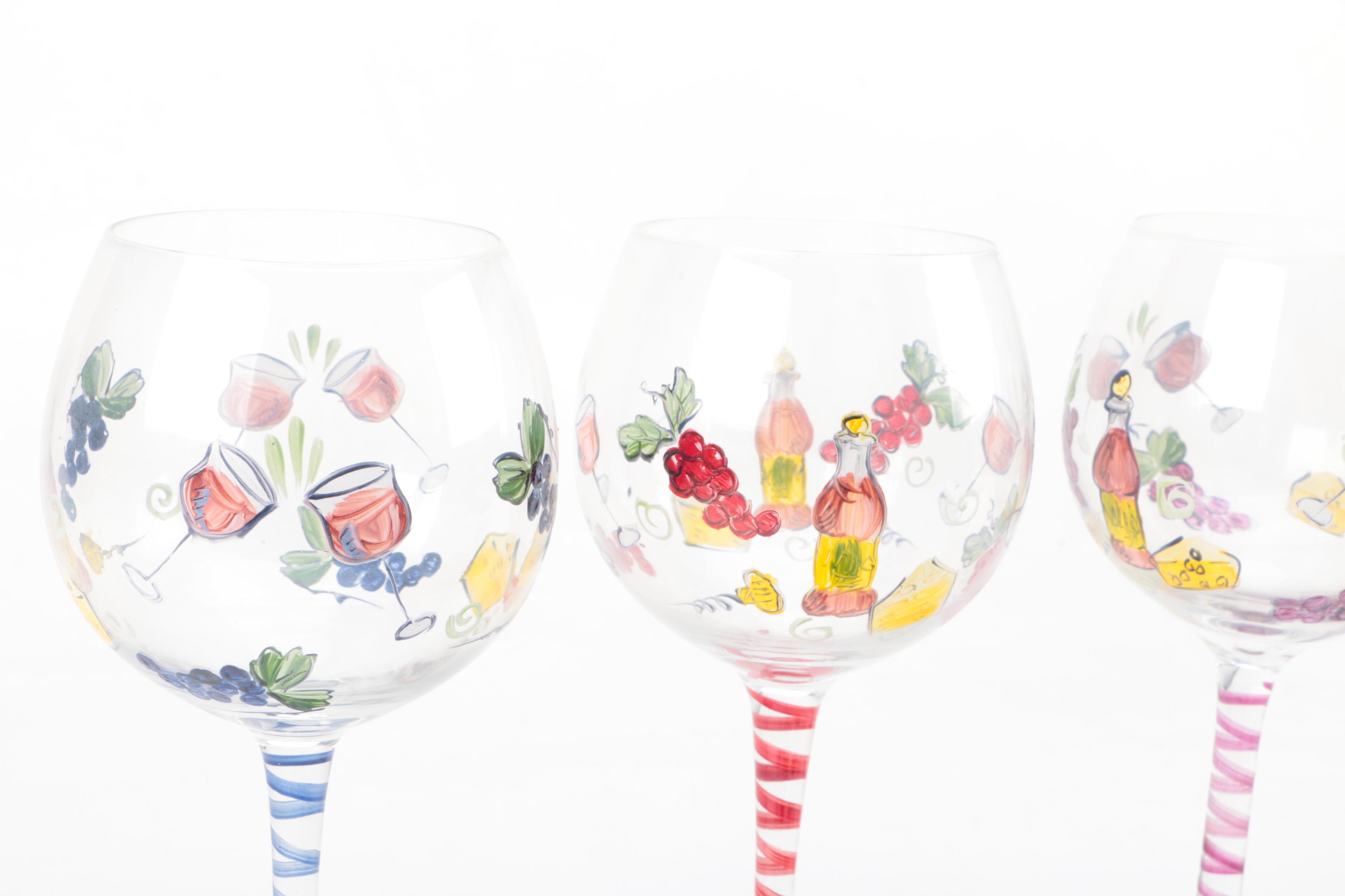 Hand Painted Wine Glasses