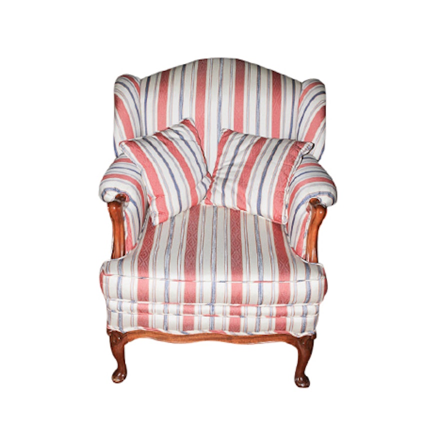 Queen Anne Style Upholstered Wingback Chair