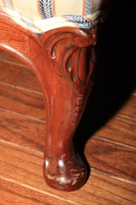 Queen Anne Style Upholstered Wingback Chair