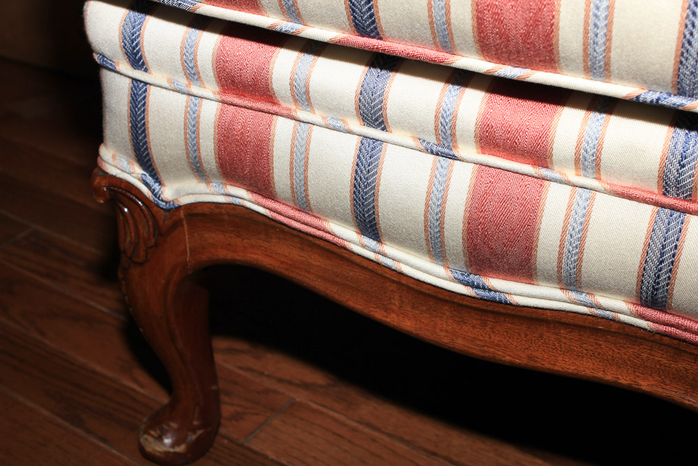 Queen Anne Style Upholstered Wingback Chair