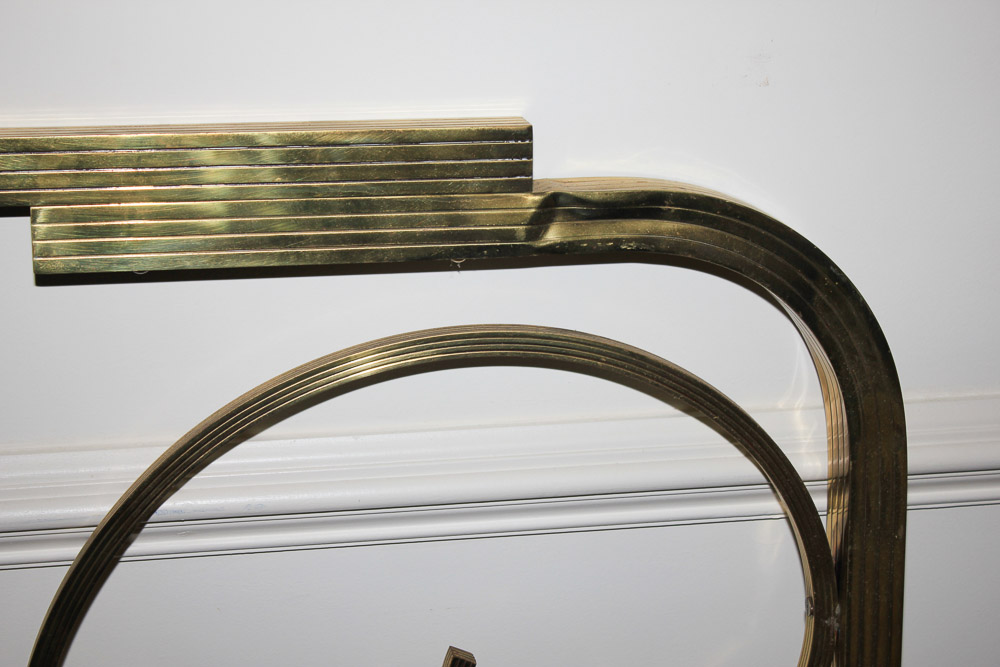 Vintage European Art Deco Solid Brass Full Size Headboard and Footboard