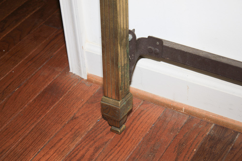 Vintage European Art Deco Solid Brass Full Size Headboard and Footboard