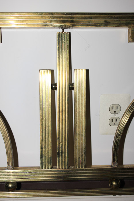 Vintage European Art Deco Solid Brass Full Size Headboard and Footboard