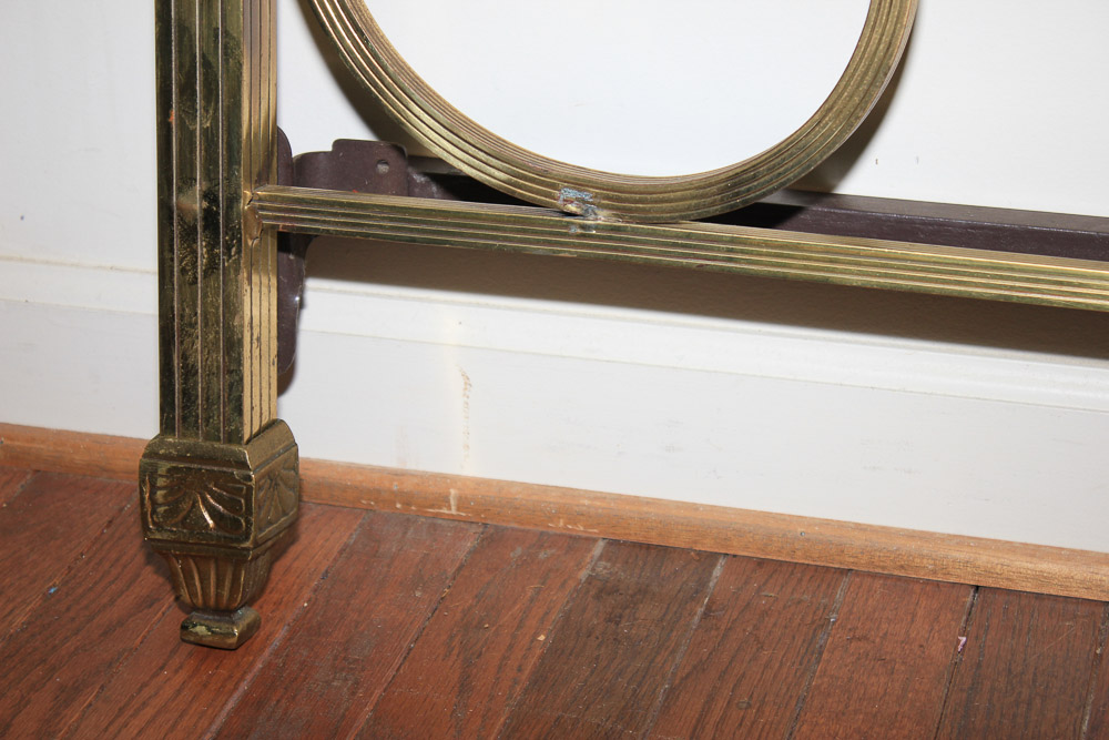 Vintage European Art Deco Solid Brass Full Size Headboard and Footboard