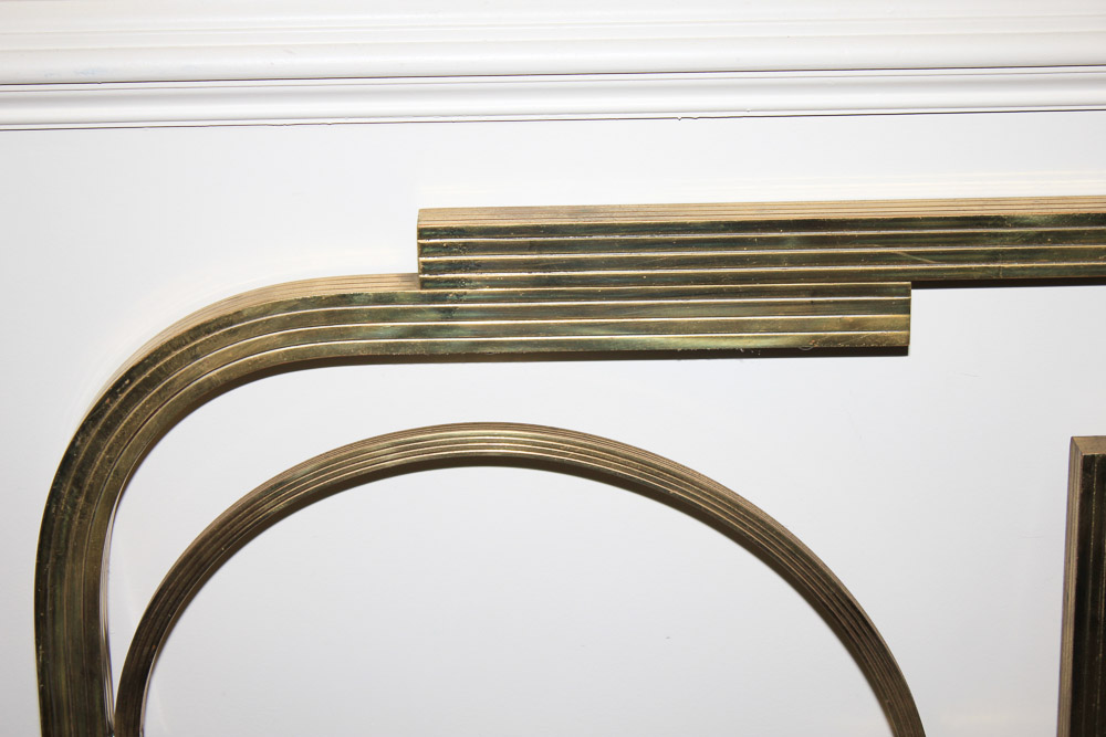 Vintage European Art Deco Solid Brass Full Size Headboard and Footboard