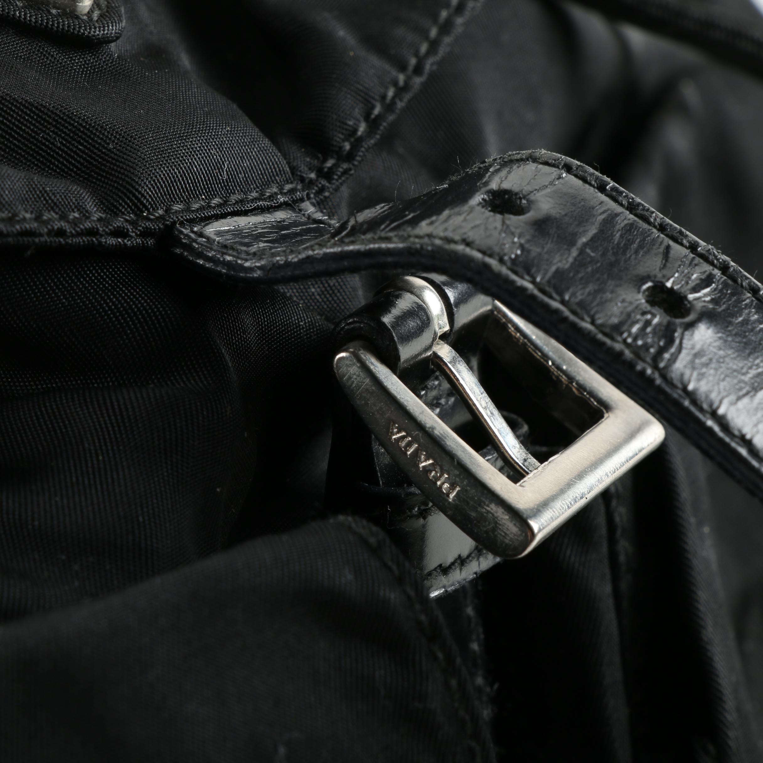 Prada Milano Black Nylon and Leather Backpack