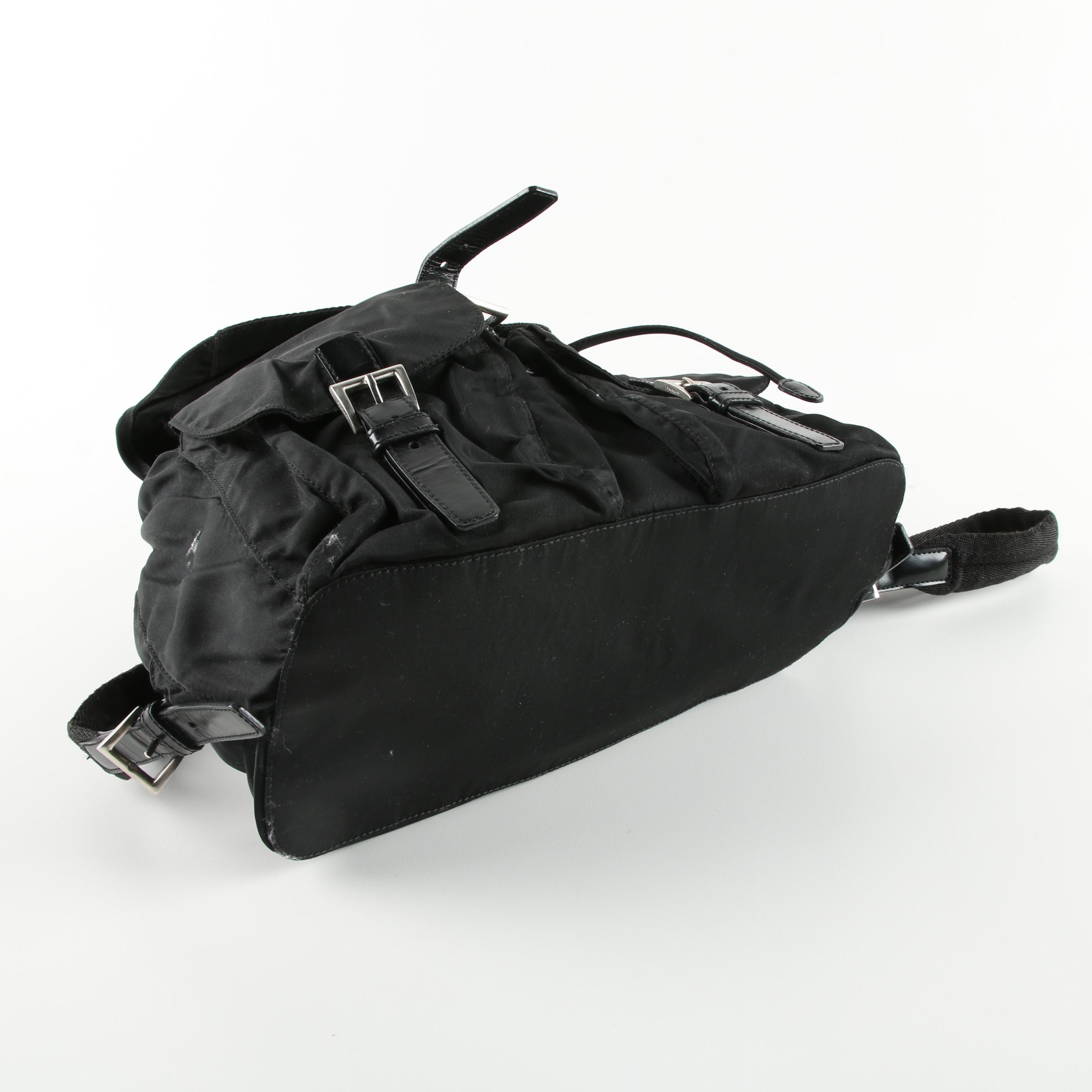 Prada Milano Black Nylon and Leather Backpack