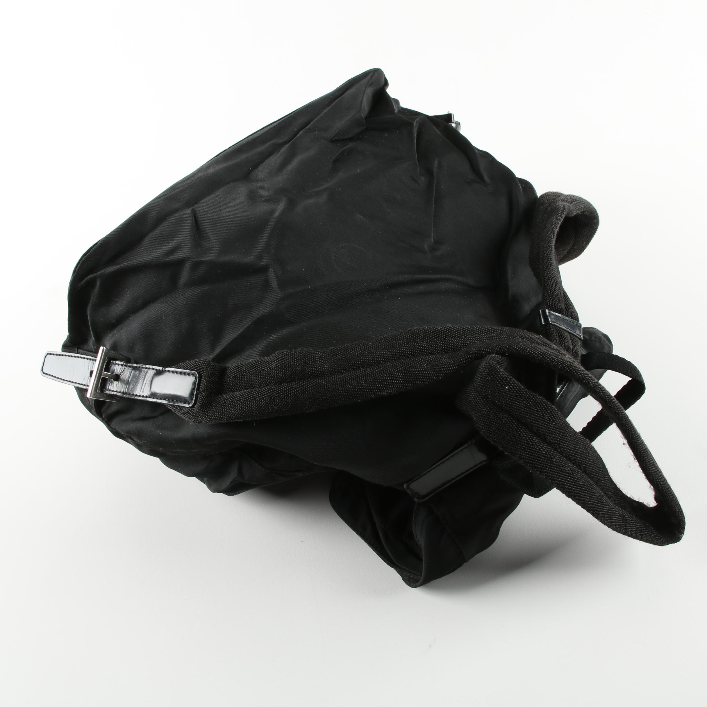 Prada Milano Black Nylon and Leather Backpack