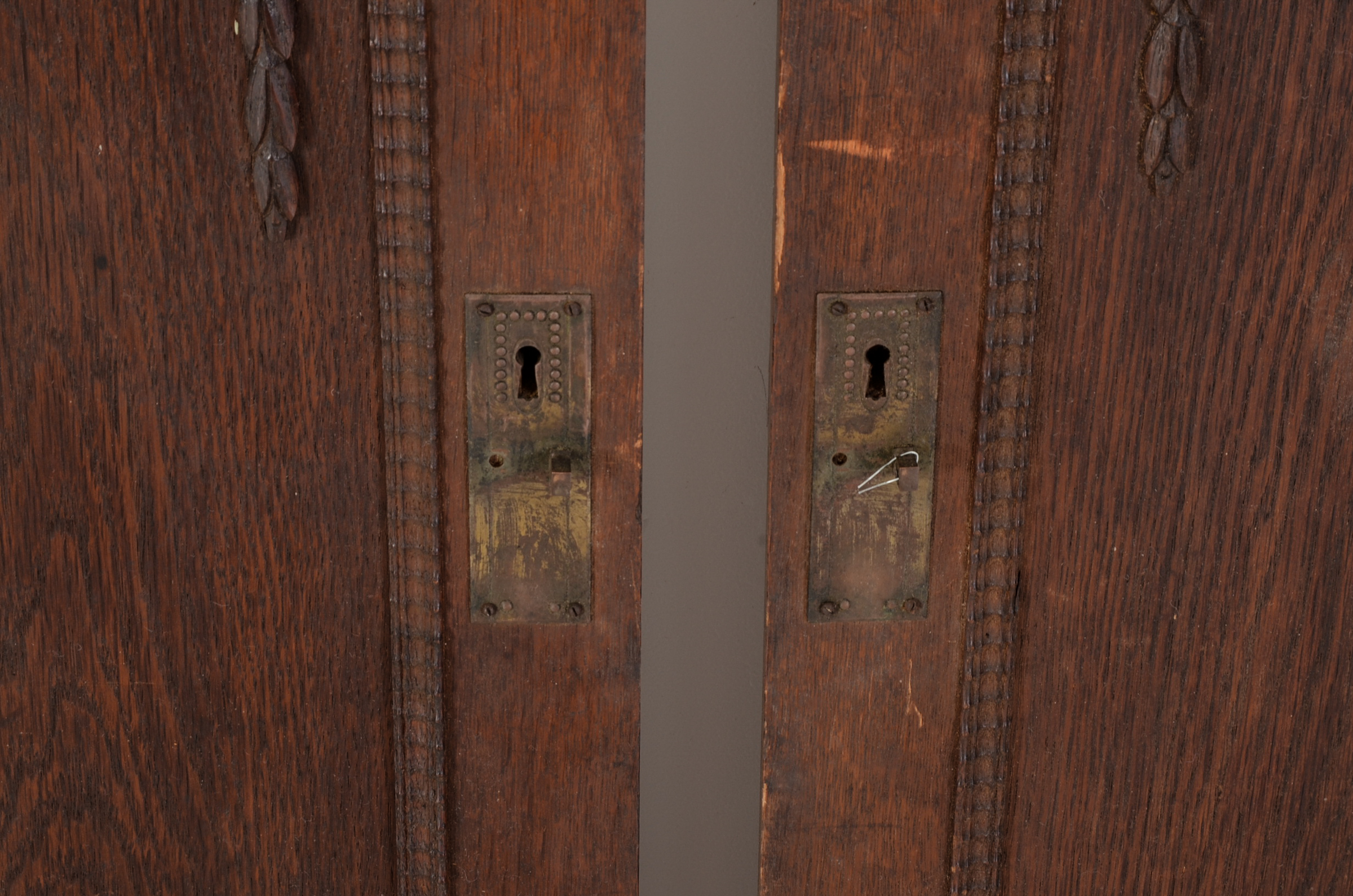 Pair of Art Deco Carved Oak Cabinet Doors