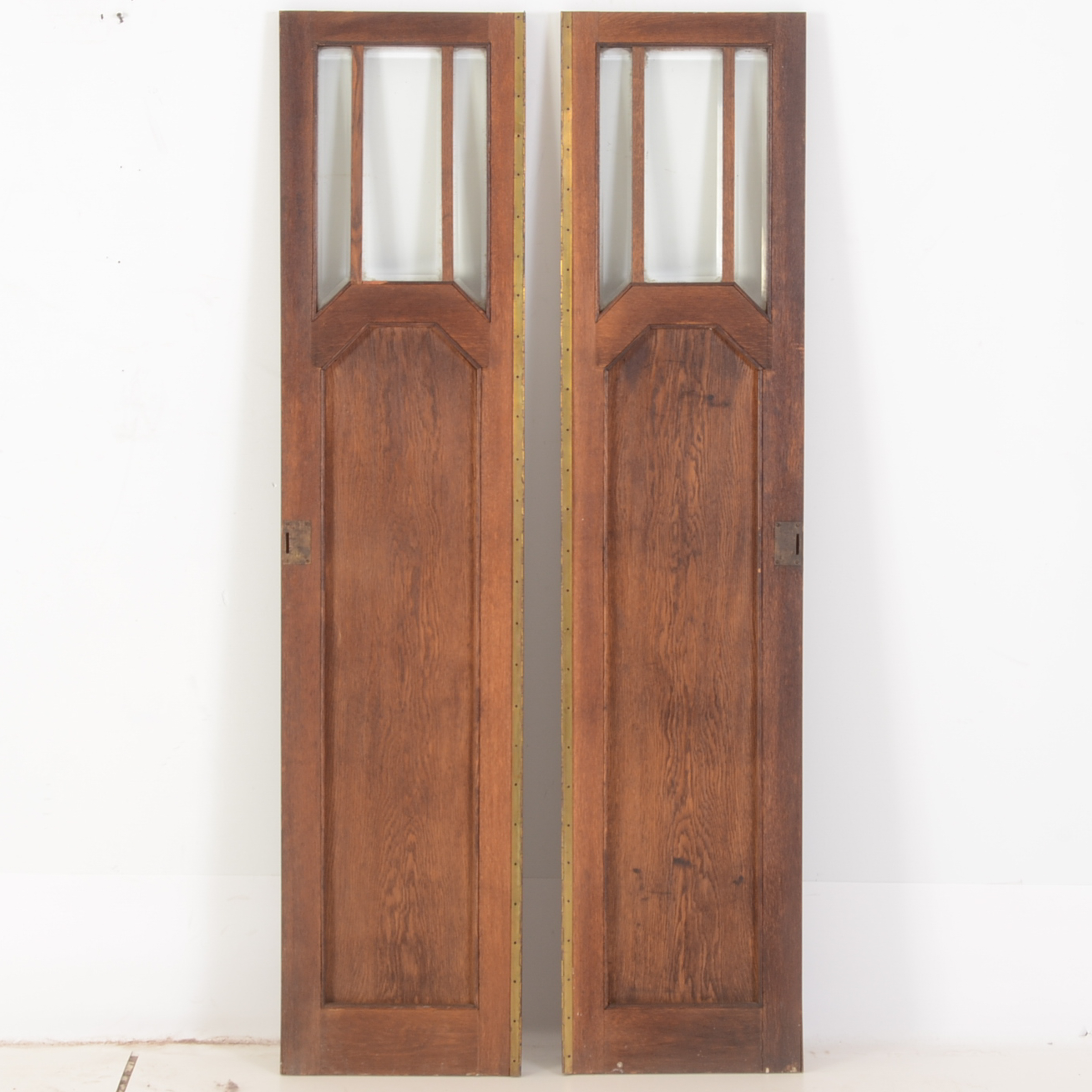 Pair of Art Deco Carved Oak Cabinet Doors