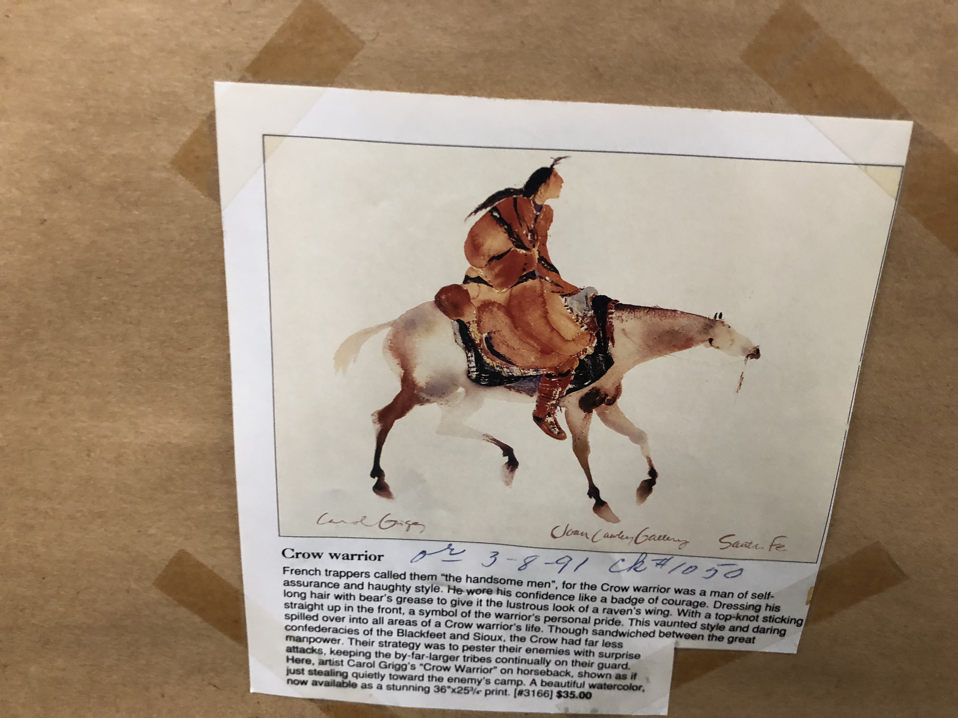 Joan Cawley Gallery Offset Lithograph Poster After Carol Grigg "Crow Warrior"