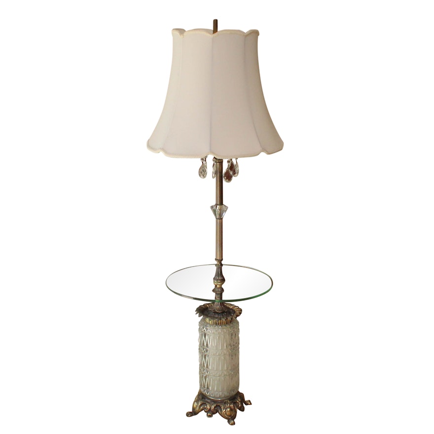 Brass and Crystal and Glass Floor Lamp