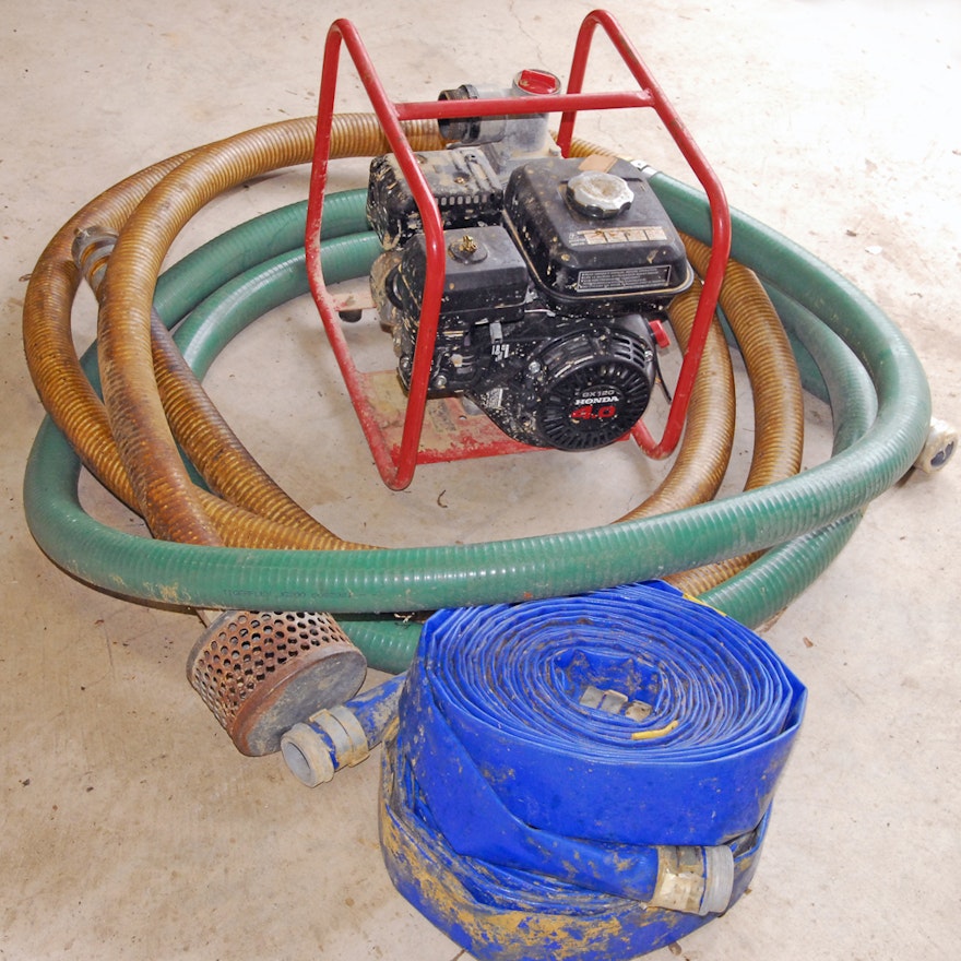 Multiquip Inc. Model QP204 Contractor Pump with Honda Engine and Hoses