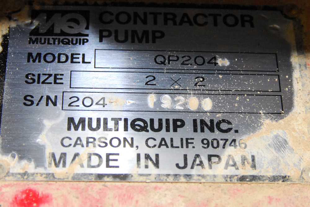 Multiquip Inc. Model QP204 Contractor Pump with Honda Engine and Hoses